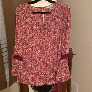 Burgundy boho bell sleeve top